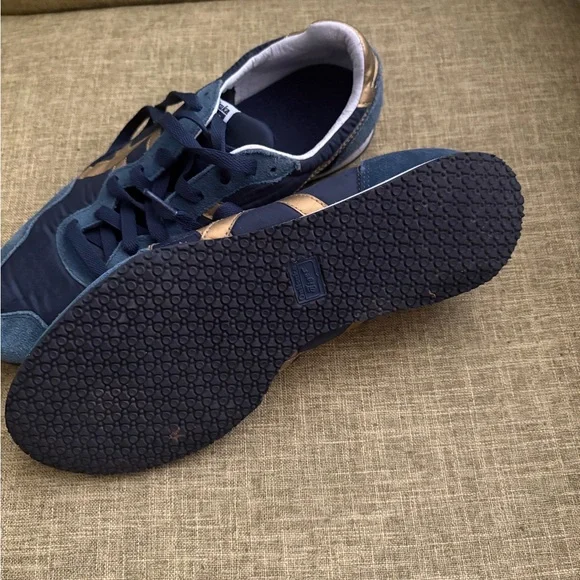 Onitsuka Tiger by Asics Navy and Gold Athletic Shoes rare size 10 - Picture 2 of 3